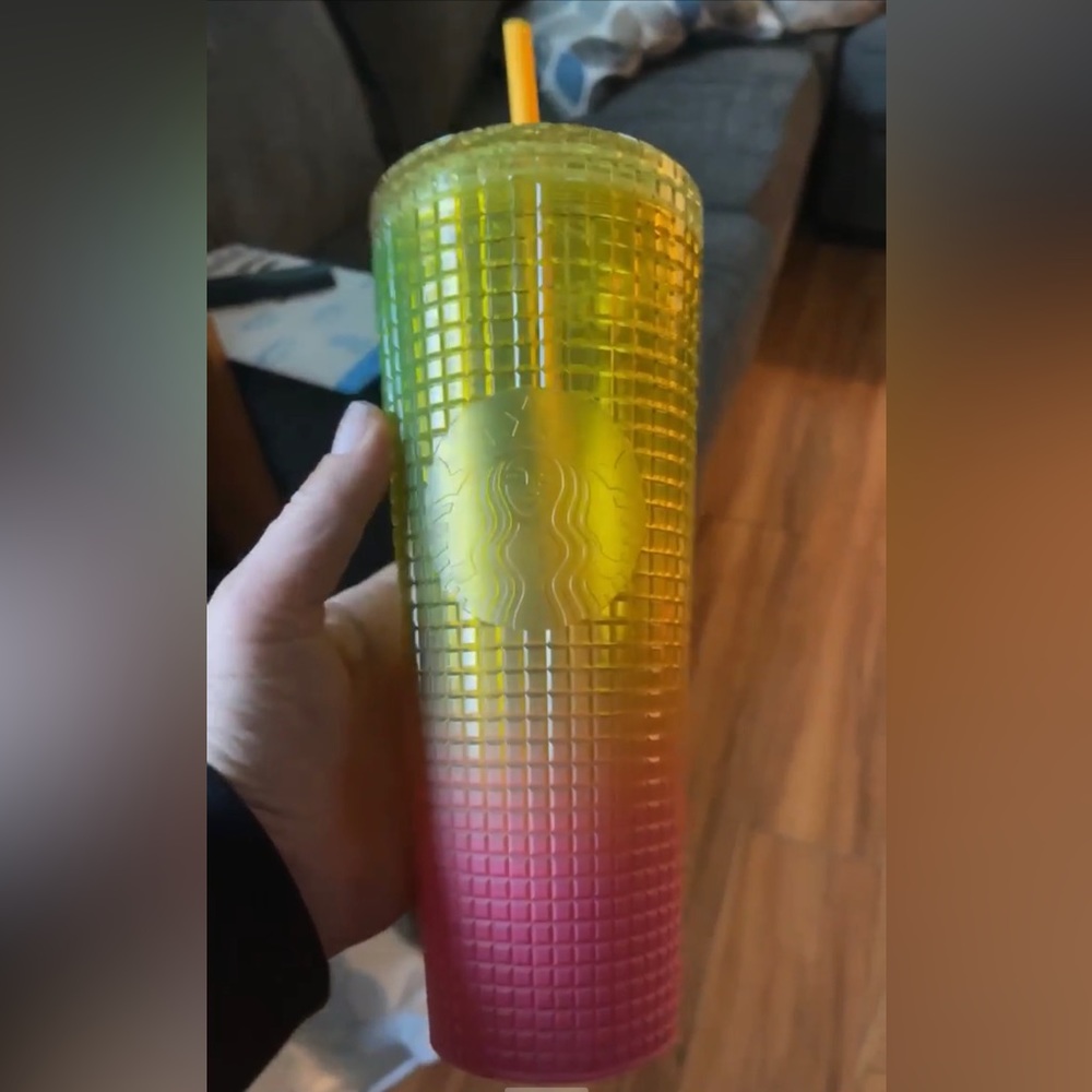 Starbucks 24 oz tumbler yellow pink ombré perfect summer color